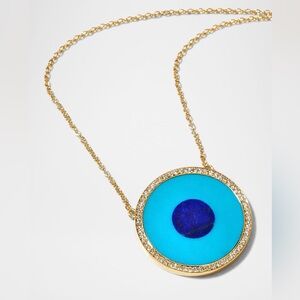 Jennifer Meyer Lapis and Turquoise Evil Eye Necklace with Diamonds